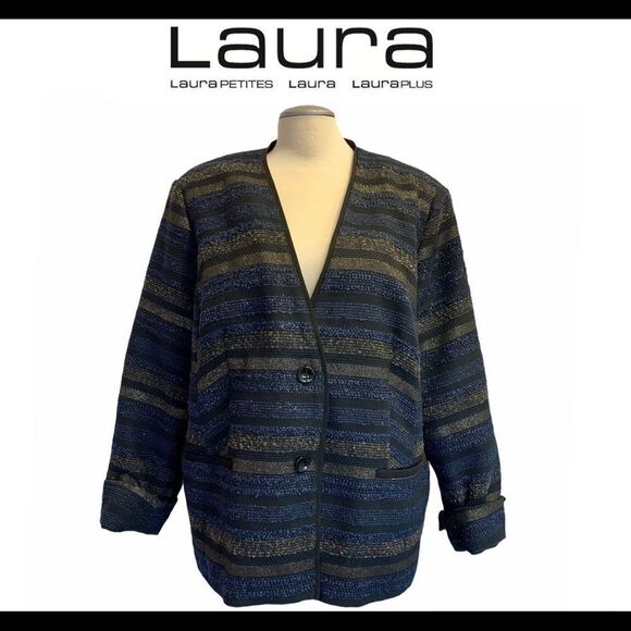 LAURA Plus Blue black gold blazer jacket size 22 - Picture 1 of 6